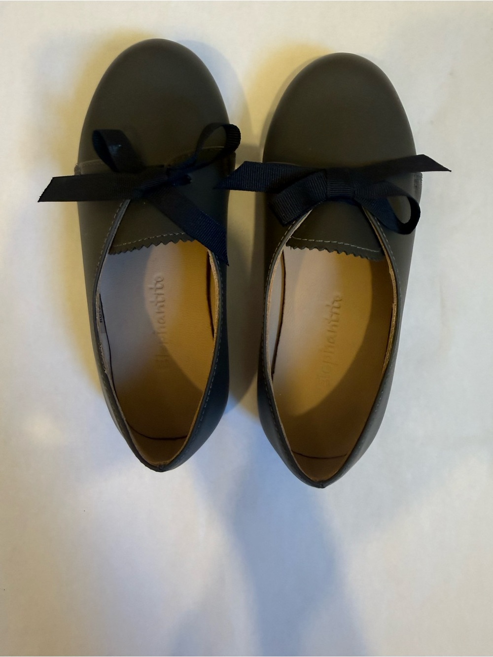 Elephantito Girls' Gray Mary Jane Flats with Ribbon Bow